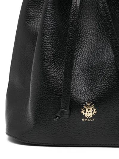 Bally Leather Drawstring Bucket Bag In Black