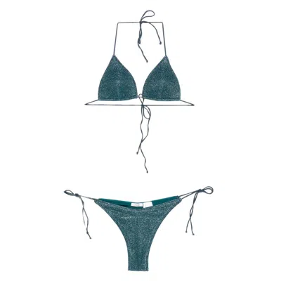 Oseree Triangle-cup Tie Bikini In Green