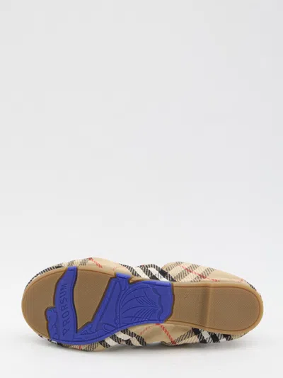 Burberry Women Fawn Ballerinas With Traditional Check Motif In Multi