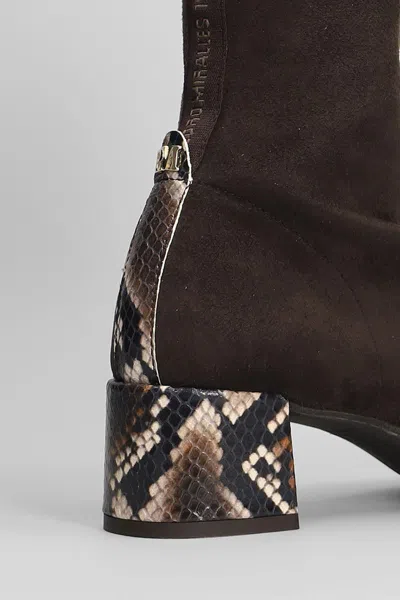 Pedro Miralles 50mm Snakeskin-panel Sock Boots In Multi