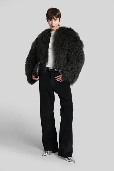 Halfboy Faux Fur Coat In Black