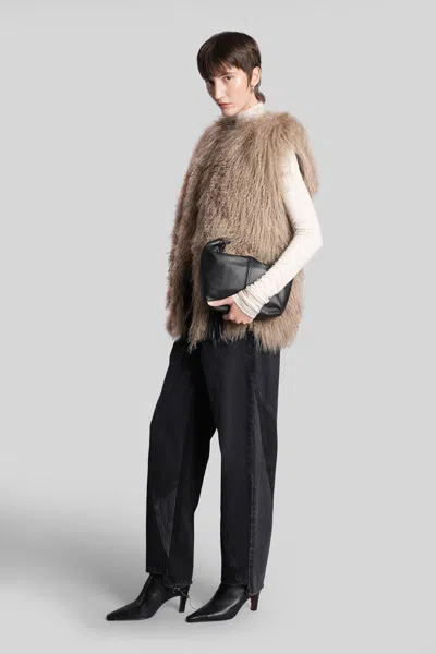 Halfboy Shaggy-texture Sleeveless Coat In Brown