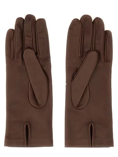 Maison Margiela Four Stitches Gloves In Brown