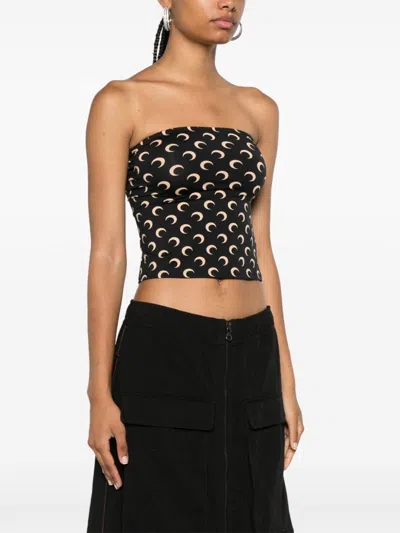 Marine Serre Moon Offshoulder Tube Top In Black