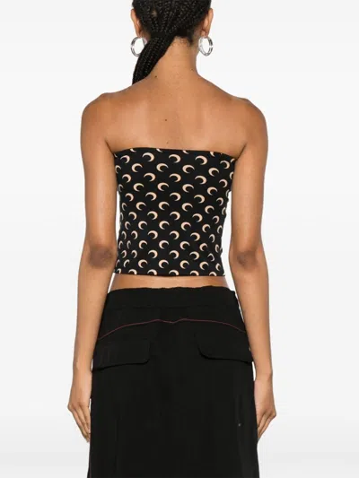 Marine Serre Moon Offshoulder Tube Top In Black
