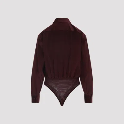 Max Mara "fertile" Velvet Body Shirt In Brown