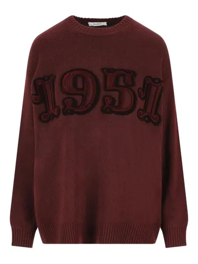 Max Mara Burgundy Wool Blend Fido Sweater In Brown