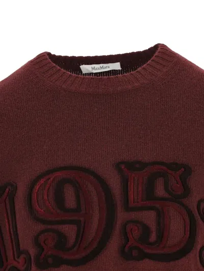 Max Mara Burgundy Wool Blend Fido Sweater In Brown