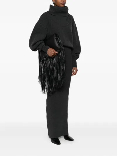 Sportmax Max Mara  "soffyfringes" Maxi Soft Fringes Bag In Black