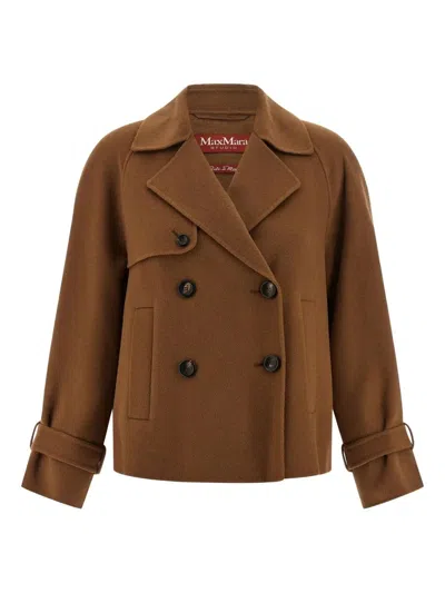 Max Mara Studio Nupar Short Coat Hazelnut In Brown