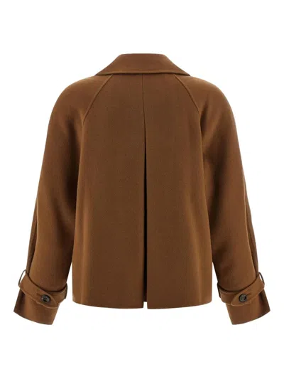 Max Mara Studio Nupar Short Coat Hazelnut In Brown