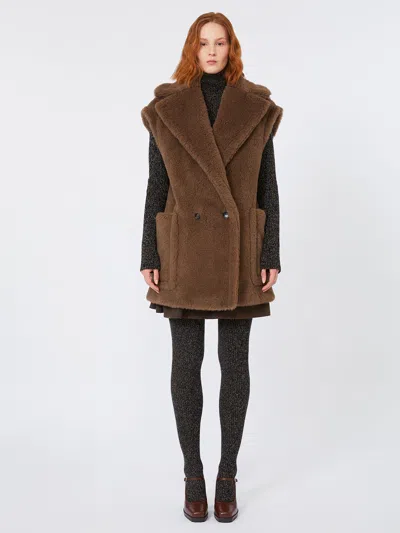 Max Mara Teddy Vest In Alpaca And Wool In Brown