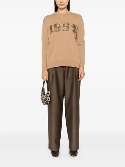 Max Mara Camel Wool And Cashmere Plata Sweater In Multi