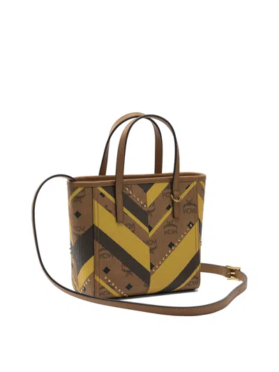 Mcm Toni Chevron Studded Top Handle Bag In Multi