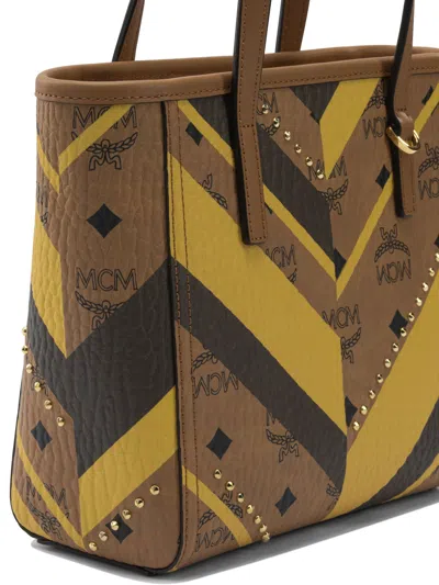 Mcm Toni Chevron Studded Top Handle Bag In Multi