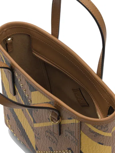 Mcm Toni Chevron Studded Top Handle Bag In Multi