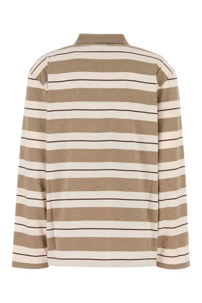 Miu Miu Embroidered Cotton Polo Shirt In Neutral