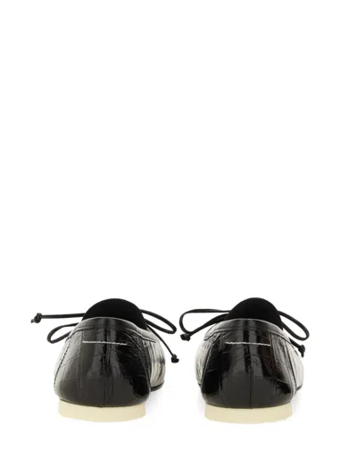 Mm6 Maison Margiela Crocodile-effect Leather Ballerina In Black