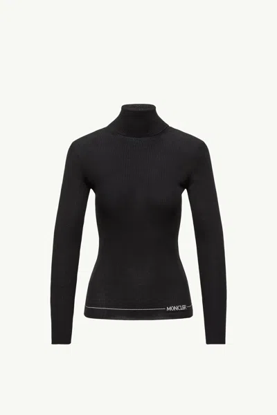 Moncler Fitted Turtleneck Knitwear Long Sleeves In Black