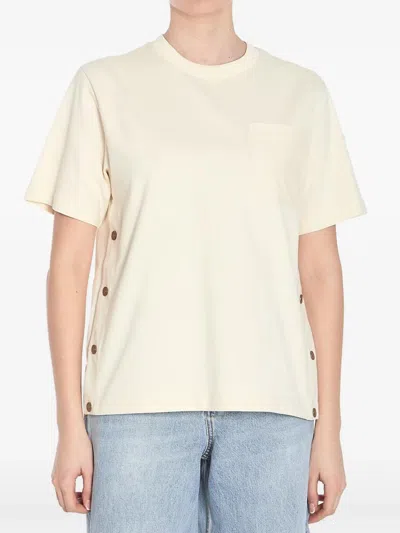 Moncler Women White Cotton T-shirt In Neutral