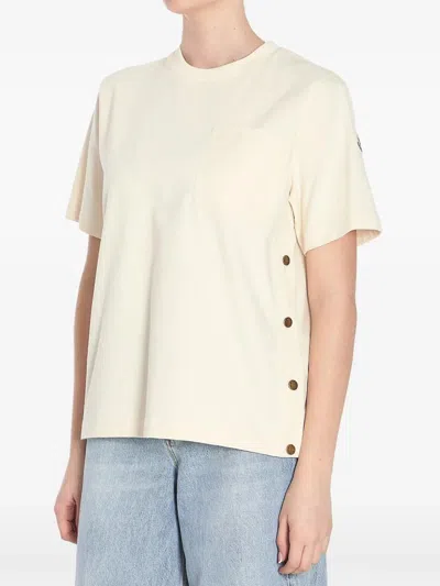 Moncler Women White Cotton T-shirt In Neutral