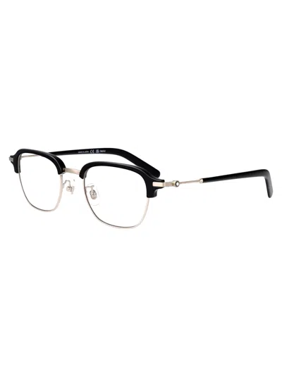 Montblanc Silver-silver-transparent Metal Sunglasses In Black