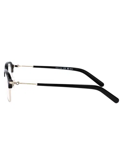 Montblanc Silver-silver-transparent Metal Sunglasses In Black