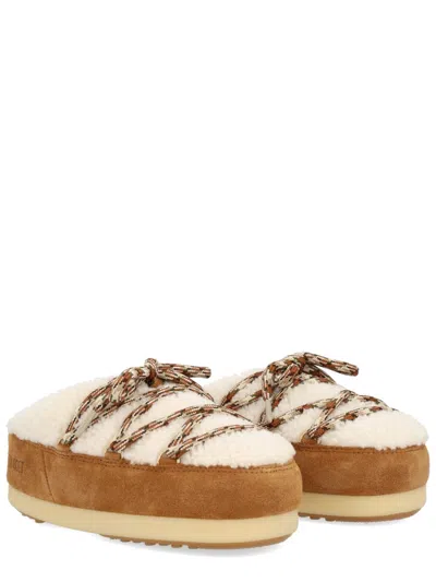 Moon Boot Shearling Slippers With Faux Fur Lining In Multi