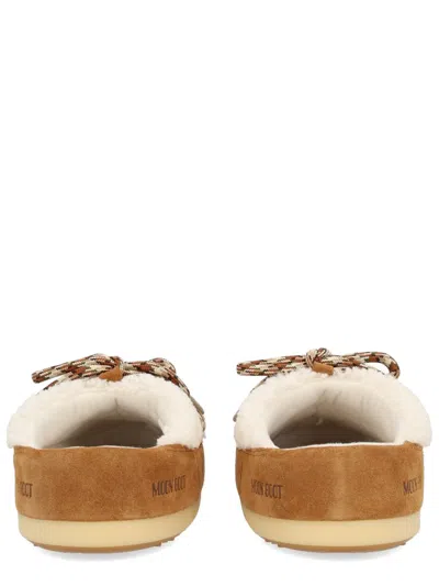 Moon Boot Shearling Slippers With Faux Fur Lining In Multi
