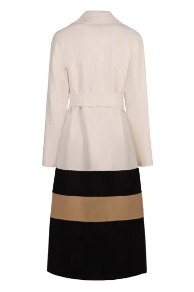 Max Mara Arena Colorblock Wool Wrap Coat In Neutral