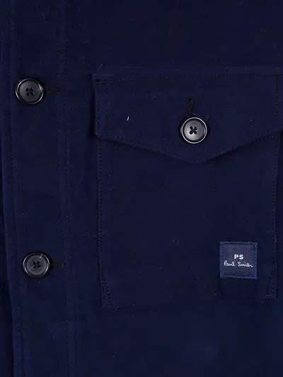 Paul Smith Military Style Overshirt Jacket For Men In Blue