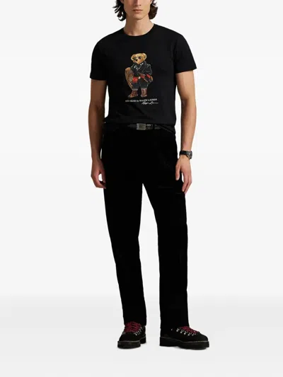 Polo Ralph Lauren Slim-fit Crew Neck T-shirt With Graphic Bear Print In Black