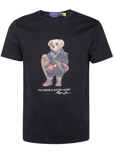 Polo Ralph Lauren Slim-fit Crew Neck T-shirt With Graphic Bear Print In Black