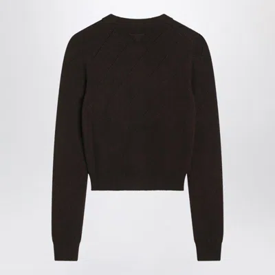 Prada Dark Brown Cashmere Cardigan In Pink