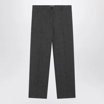 Prada Slate Grey Wool Trousers In Black