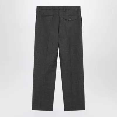Prada Slate Grey Wool Trousers In Black