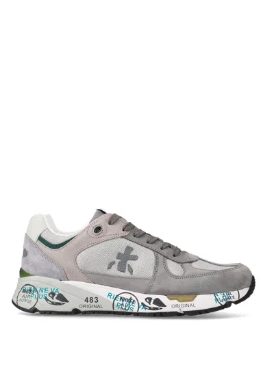 Premiata Low-profile Sneakers With Artistic Graphic Elements In Gray