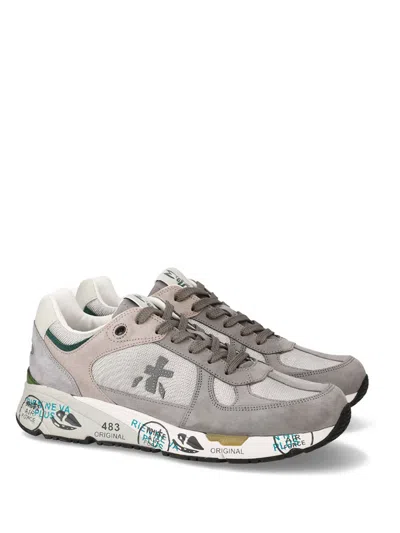 Premiata Low-profile Sneakers With Artistic Graphic Elements In Gray