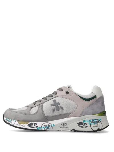 Premiata Low-profile Sneakers With Artistic Graphic Elements In Gray