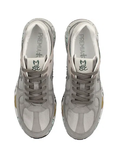 Premiata Low-profile Sneakers With Artistic Graphic Elements In Gray