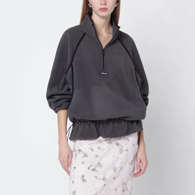 Rotate Birger Christensen Grey Fleece Hoodie With Drawstring In Gray