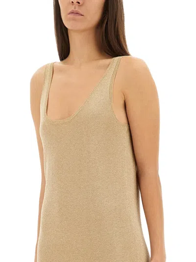 Saint Laurent Lurex Knit Dress In Neutral