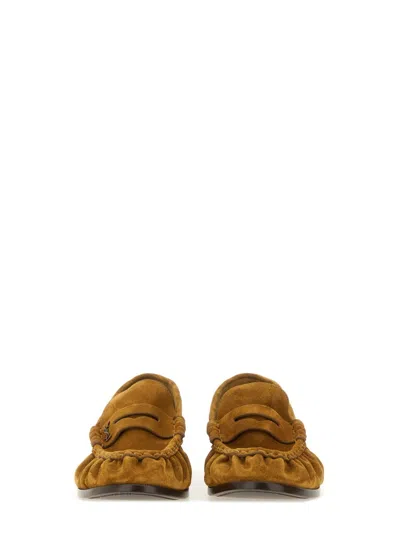 Saint Laurent Men Camel Suede Le Loafer Loafers In Brown