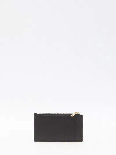 Saint Laurent Calfskin Textured Card Holder In Black