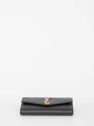 Saint Laurent Uptown Chain Wallet In Gray
