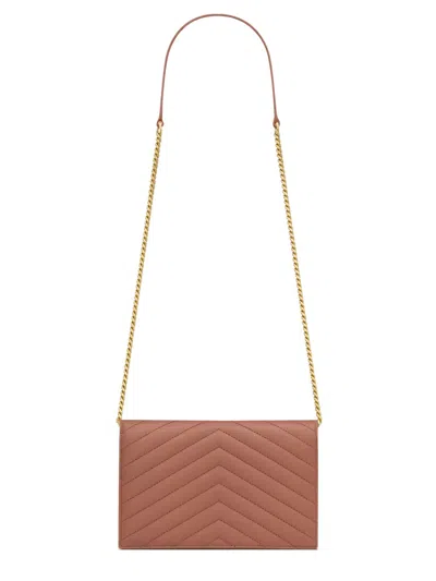Saint Laurent Wallet With Chain Envelope Cassandre In Pink