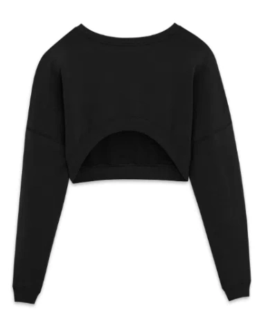 Saint Laurent Women Black Cotton Sweatshirt In Black