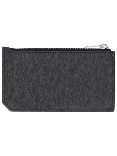 Saint Laurent Zippered Card Holder In Black