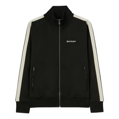 Palm Angels Classic Logo Black Sweatshirt With Logo Printed On The Front In Tech Fabric Man