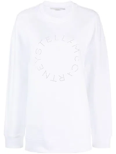 Stella Mccartney Hotfix Rhinestone Logo Sweatshirt In White